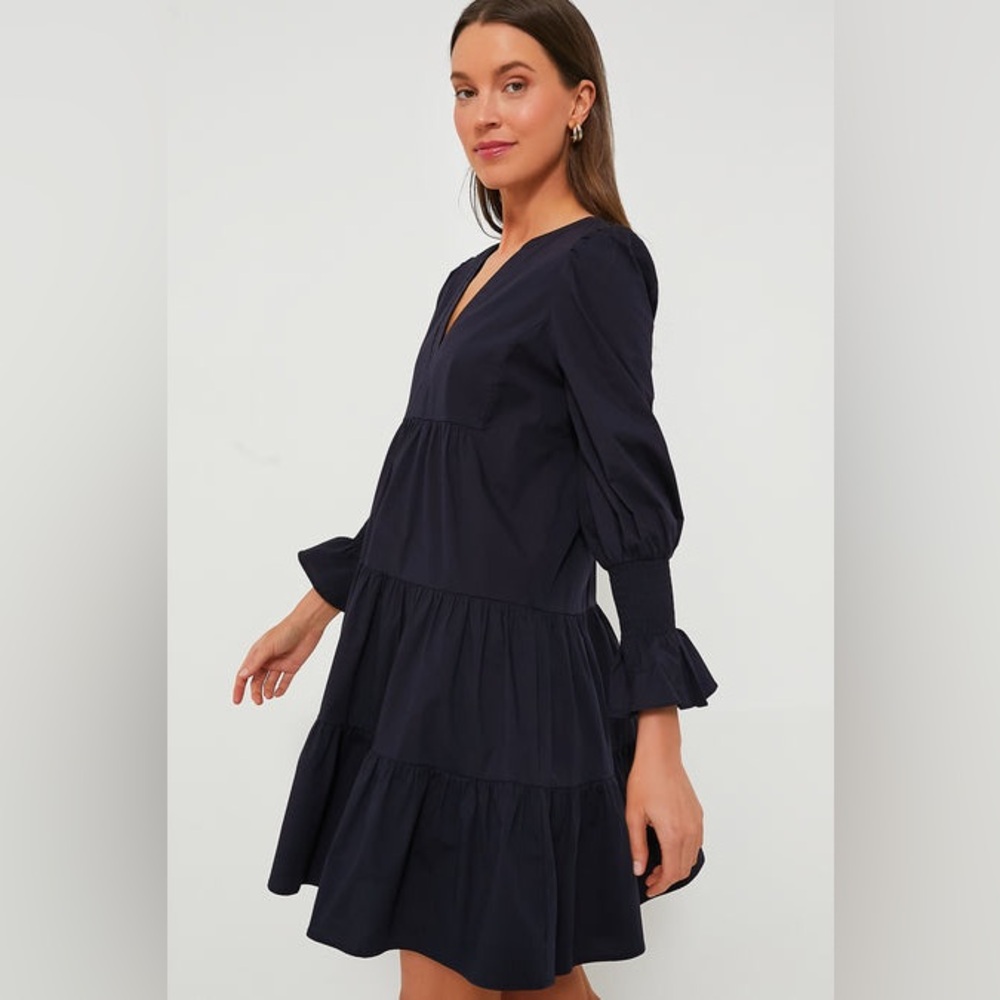 Pomander Place Navy Cotton Poplin Kenzo Dress - Picture 2 of 11